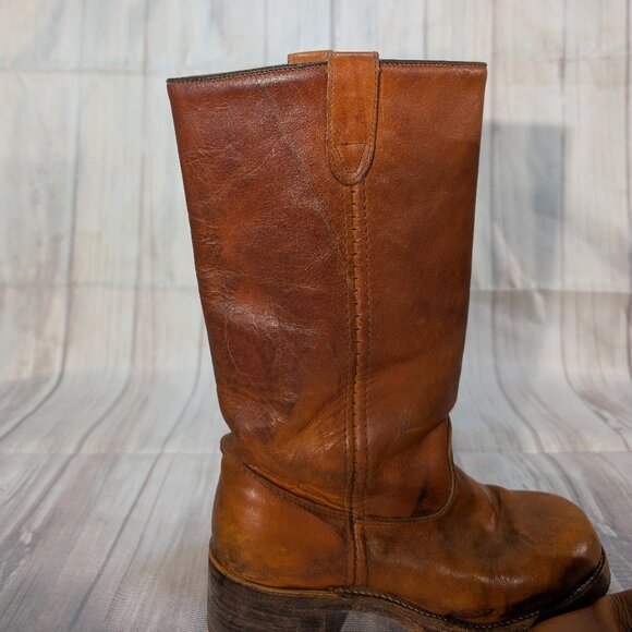 Vintage Double H Boots Brown Leather Campus Style Women - Picture 10 of 15